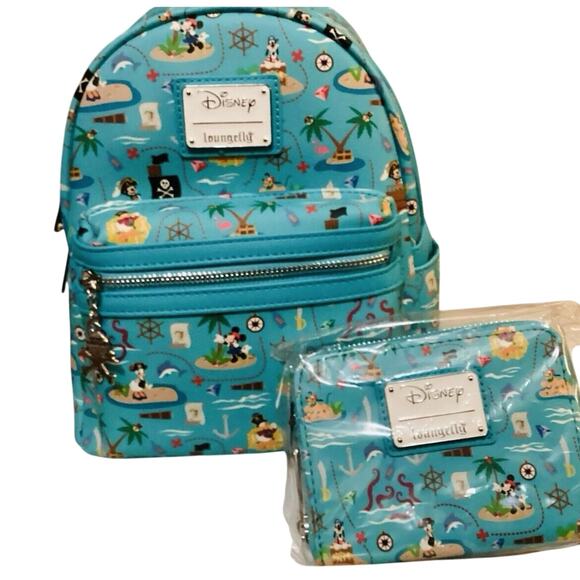 Loungefly Disney Pirate Mickey & Friends Mini Backpack AND Wallet Exclusive NWT